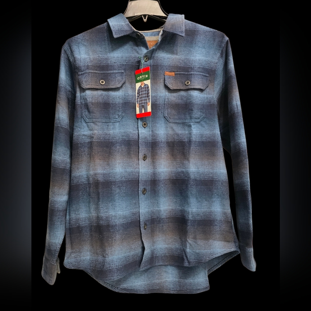 Orvis Blue Plaid Men's Shirt Medium